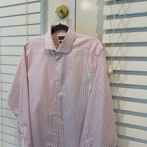 Calvin Klein Men's Pink Plaid Dress Shirt